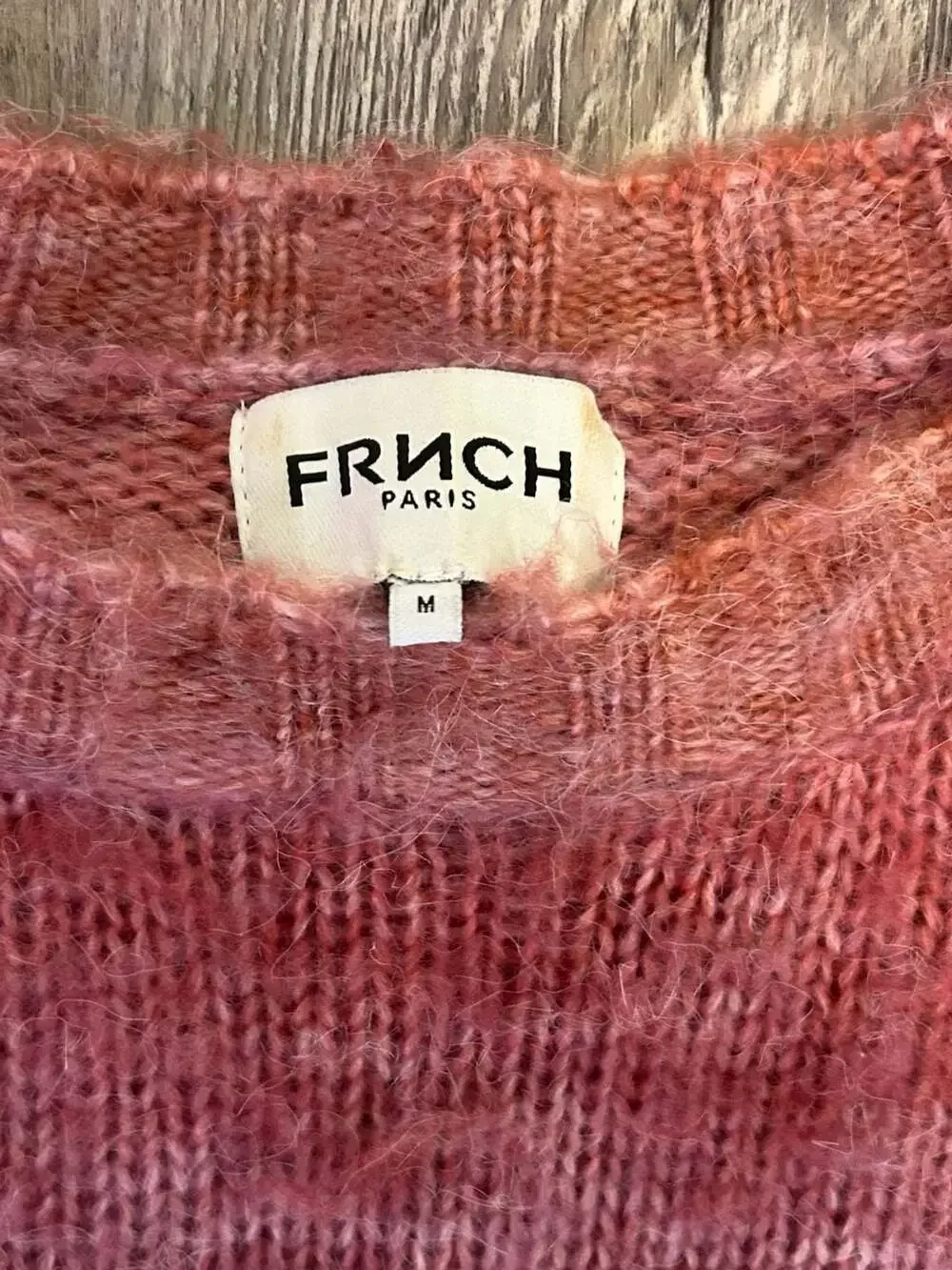 FRNCH Paris Women's Pink and Red Ombre Fluffy Knit Crewneck Sweater